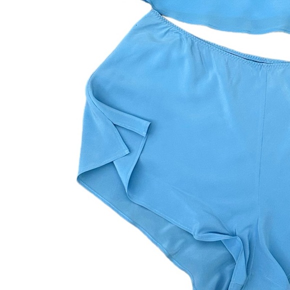 NWT Olivia Von Halle Bella Silk Camisole and Shorts Set in Azure Size L - Picture 9 of 12